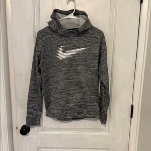 Nike Dri-Fit Charcoal Gray Hoodie with White Logo